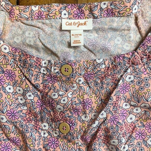 Cat & Jack Girls size 14 to 16 Pink Floral Romper Easter Spring - Picture 3 of 5